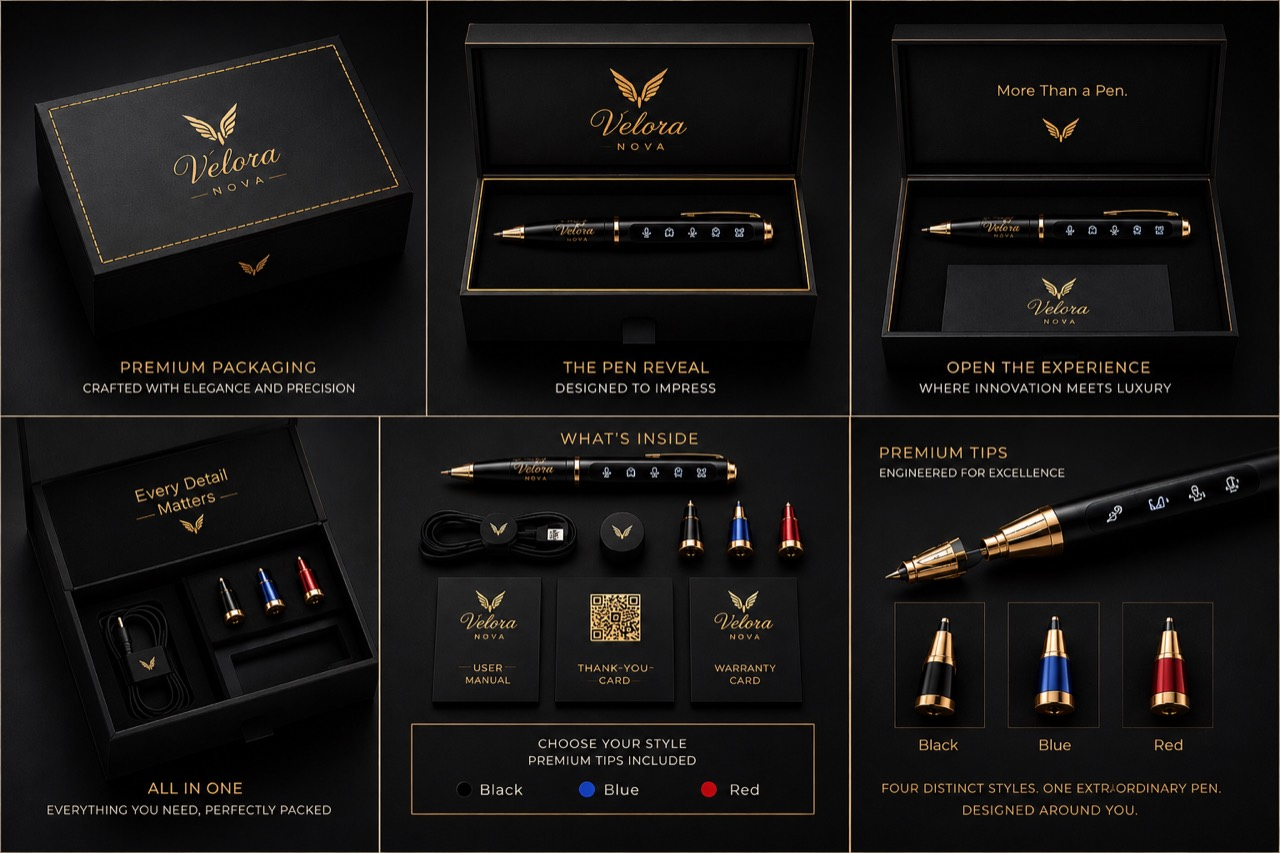 Velora Nova premium unboxing collage